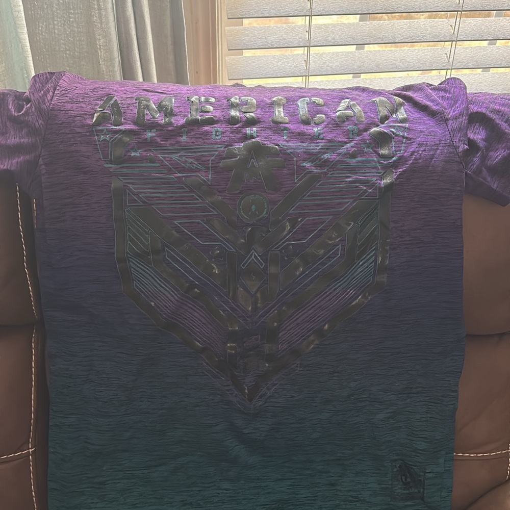 American Fighter Purple and Teal Graphic Tee